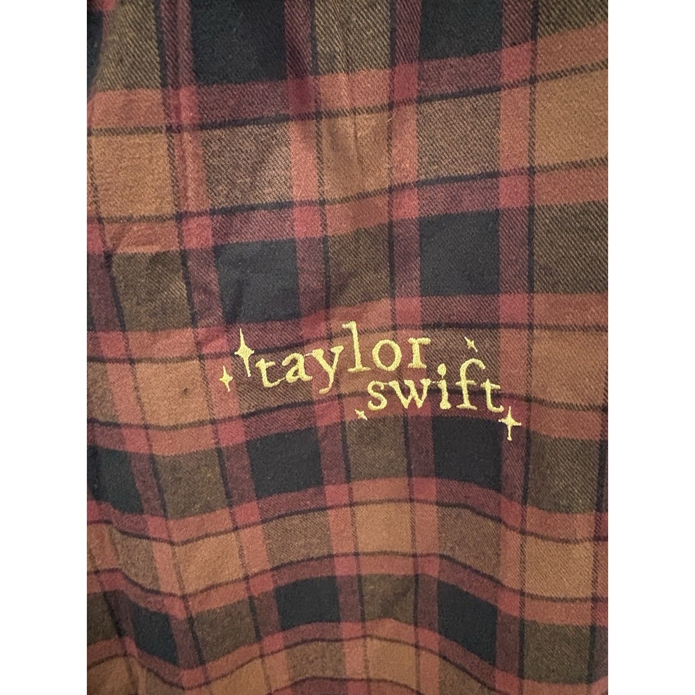 Taylor Swift Evermore Album Plaid Flannel Pajama Set Women Sz L Cotton Lounge - Picture 4 of 11